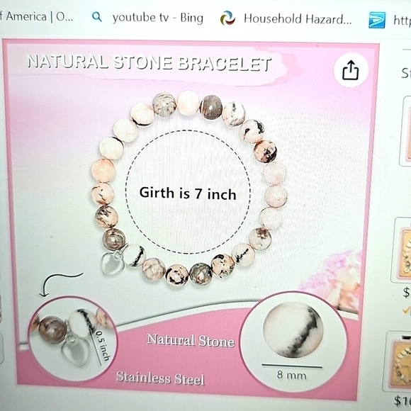 NWT Sensi Blue "To My Daughter" Natural Stone Bracelet with Heart - Picture 1 of 8